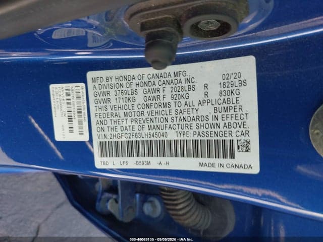 2020 HONDA CIVIC LX 9