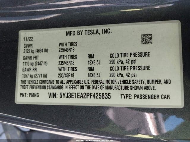2023 TESLA MODEL 3 REAR-WHEEL DRIVE 9