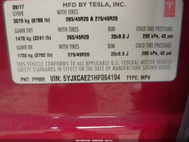 2017 TESLA MODEL X 9