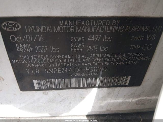 2017 HYUNDAI SONATA 9