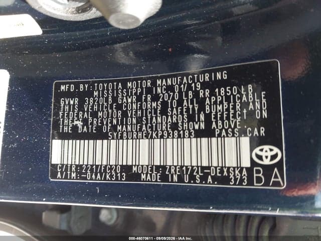 2019 TOYOTA COROLLA SE 9