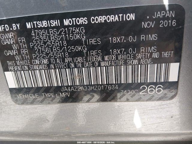 2017 MITSUBISHI OUTLANDER ES 9