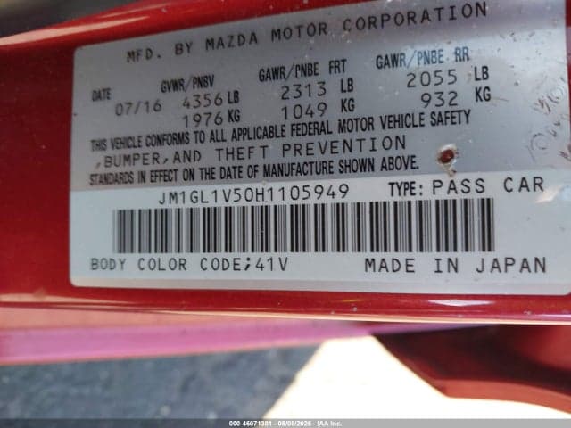 2017 MAZDA MAZDA6 TOURING 9