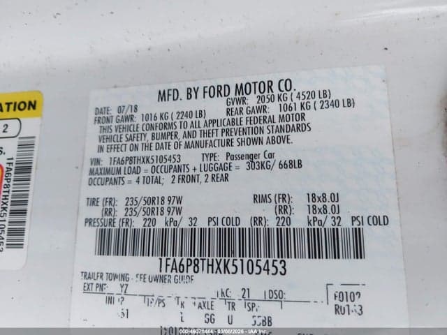 2019 FORD MUSTANG ECOBOOST PREMIUM 9
