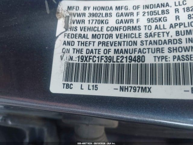 2020 HONDA CIVIC EX 9