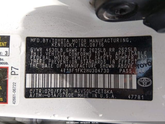2017 TOYOTA CAMRY SE 9