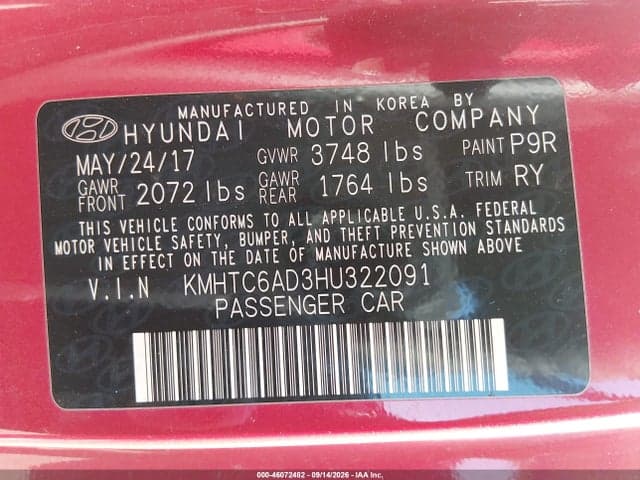 2017 HYUNDAI VELOSTER VALUE EDITION 9