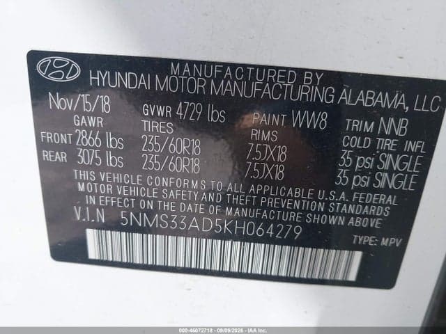 2019 HYUNDAI SANTA FE SEL PLUS 9