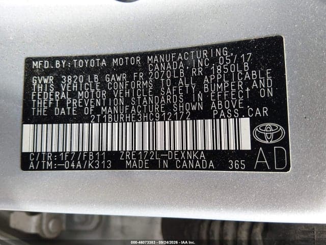 2017 TOYOTA COROLLA LE 9