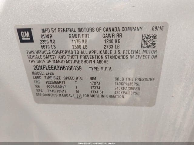 2017 CHEVROLET EQUINOX LS 9