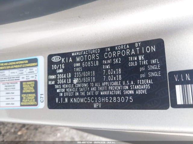 2017 KIA SEDONA EX 9