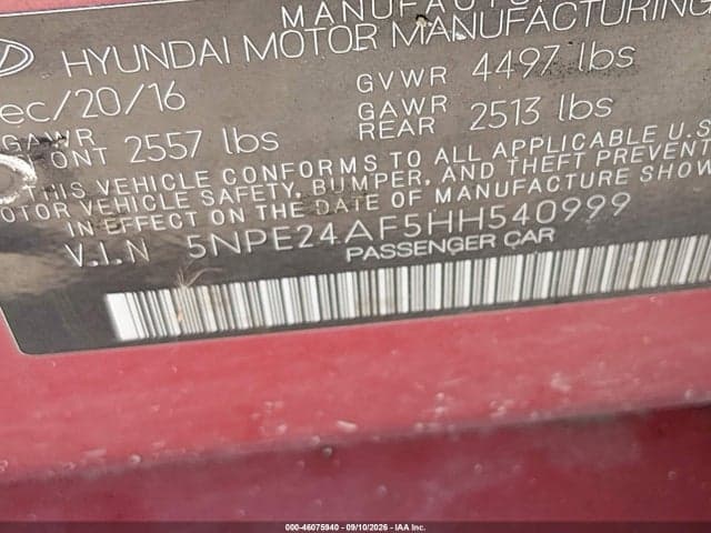 2017 HYUNDAI SONATA SE 9