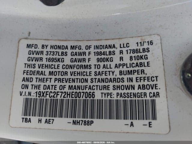 2017 HONDA CIVIC EX 9