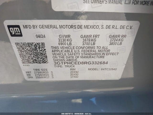 2024 GMC SIERRA 1500 2WD SHORT BOX ELEVATION 9