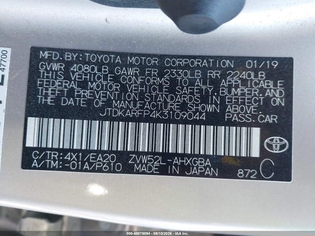 2019 TOYOTA PRIUS PRIME PREMIUM 9