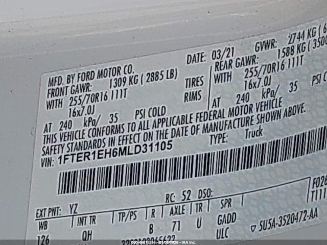 2021 FORD RANGER XL 9