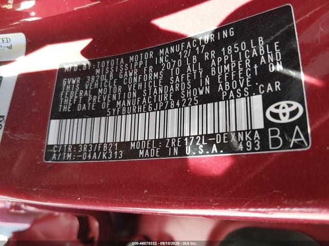 2018 TOYOTA COROLLA LE 9