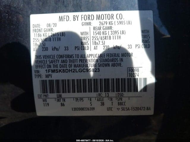 2020 FORD EXPLORER XLT 9