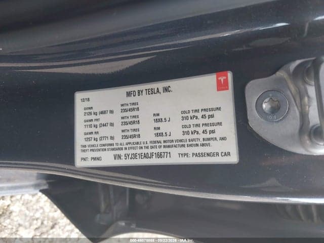 2018 TESLA MODEL 3 LONG RANGE/MID RANGE 9