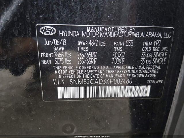 2019 HYUNDAI SANTA FE SE 9