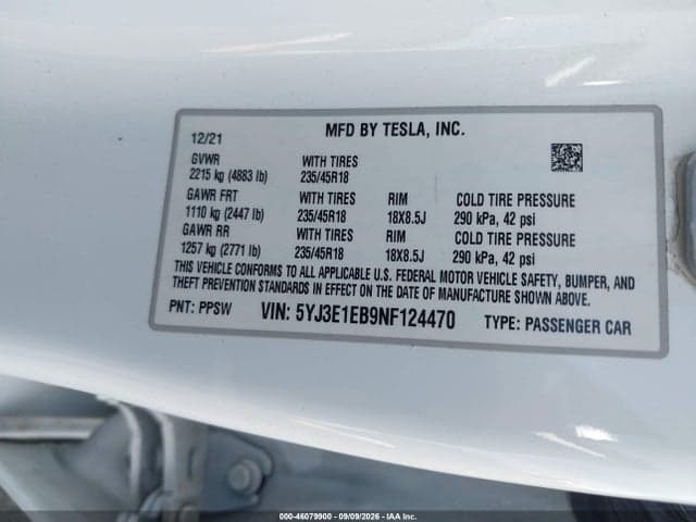 2022 TESLA MODEL 3 LONG RANGE DUAL MOTOR ALL-WHEEL DRIVE 9