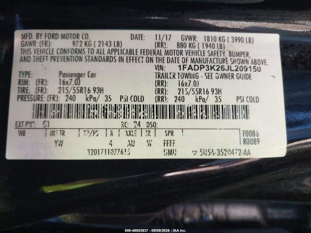 2018 FORD FOCUS SE 2