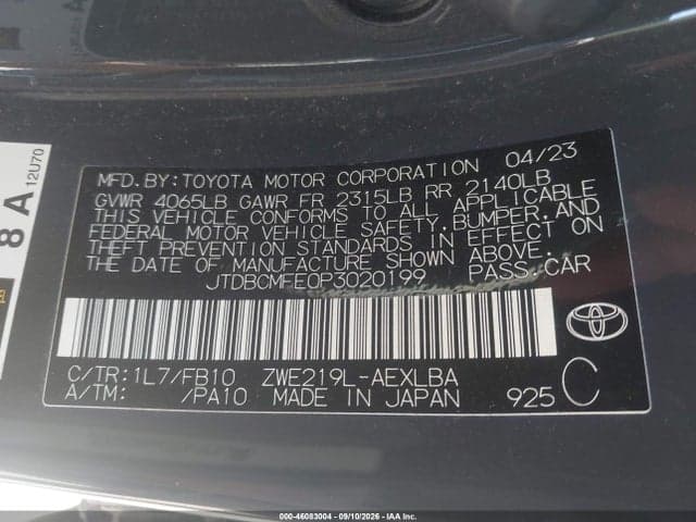 2023 TOYOTA COROLLA HYBRID LE 9