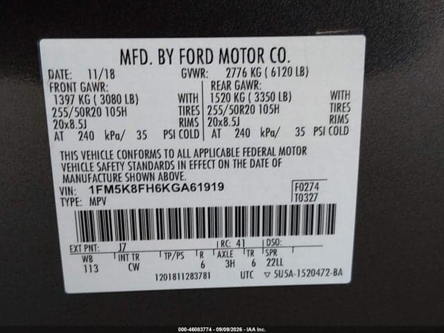 2019 FORD EXPLORER LIMITED 9