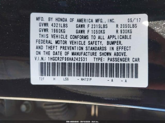 2017 HONDA ACCORD EX-L 9
