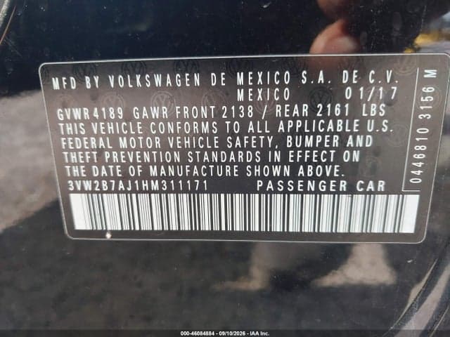 2017 VOLKSWAGEN JETTA 1.4T S 9