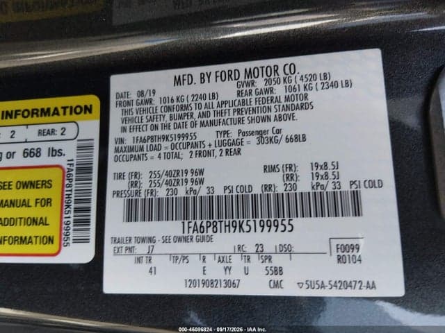 2019 FORD MUSTANG ECOBOOST PREMIUM 9