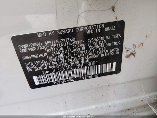 2022 SUBARU FORESTER LIMITED 9