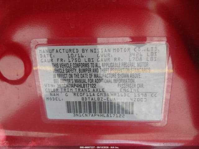 2017 NISSAN VERSA 1.6 SV 9