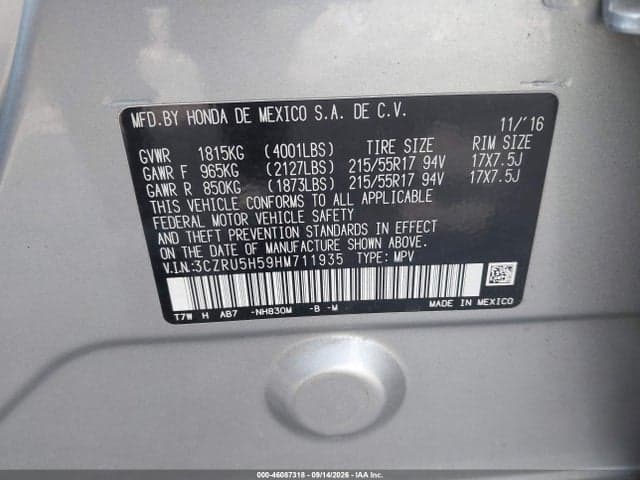 2017 HONDA HR-V EX 9