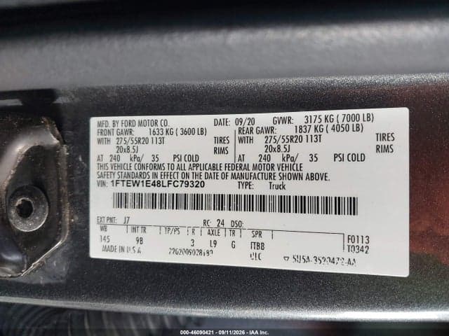 2020 FORD F-150 PLATINUM 9