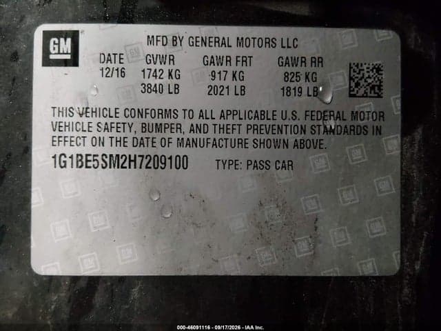 2017 CHEVROLET CRUZE LT AUTO 9
