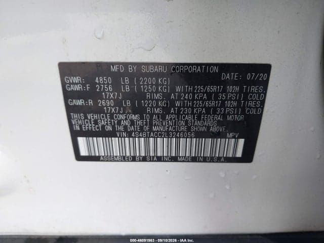 2020 SUBARU OUTBACK PREMIUM 9