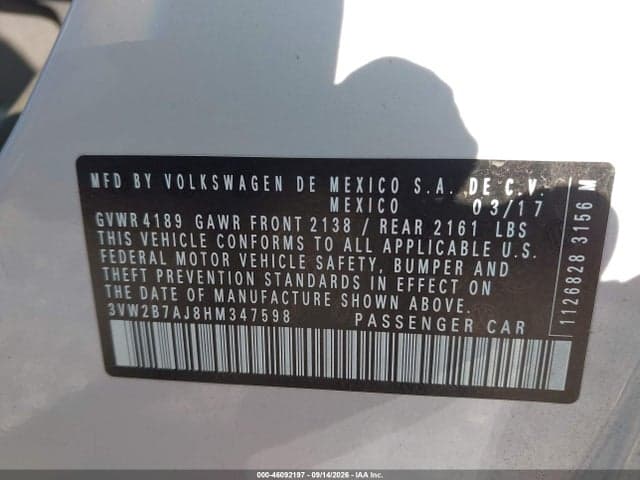 2017 VOLKSWAGEN JETTA 1.4T S 9