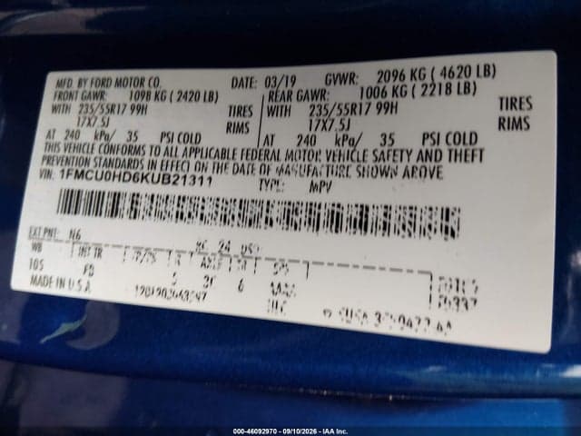 2019 FORD ESCAPE SEL 8