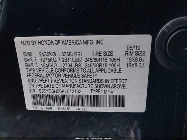 2019 ACURA MDX STANDARD 10