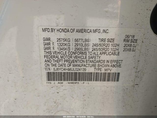 2018 ACURA MDX TECHNOLOGY PACKAGE ACURAWATCH PLUS PKG 9