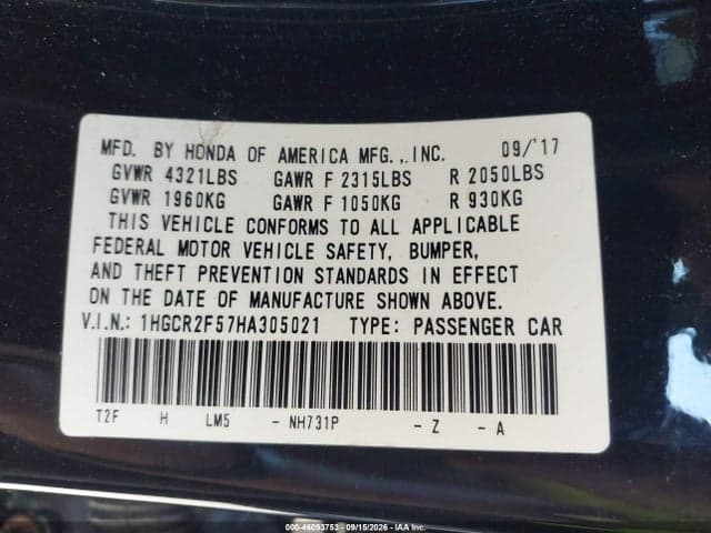 2017 HONDA ACCORD SPORT 9