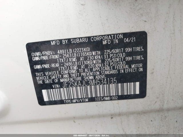 2021 SUBARU FORESTER PREMIUM 9