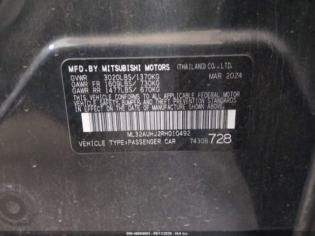 2024 MITSUBISHI MIRAGE ES/LE 7