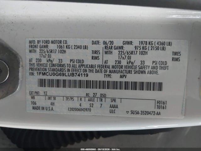 2020 FORD ESCAPE SE 9