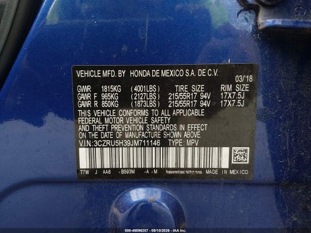 2018 HONDA HR-V LX 9