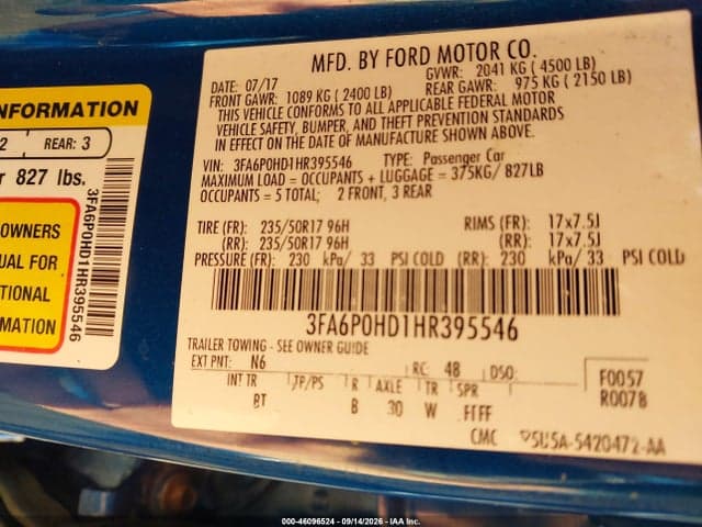 2017 FORD FUSION SE 9