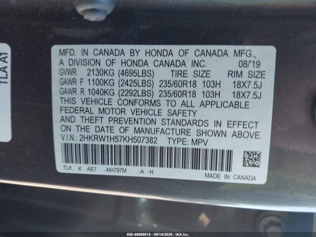2019 HONDA CR-V EX 9