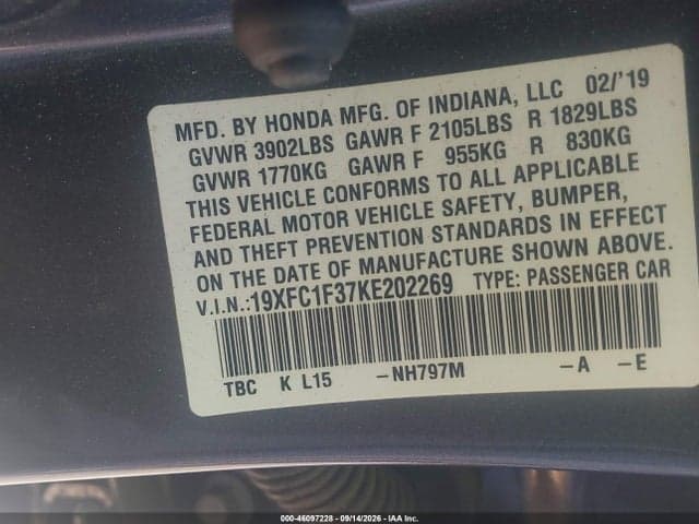 2019 HONDA CIVIC EX 9