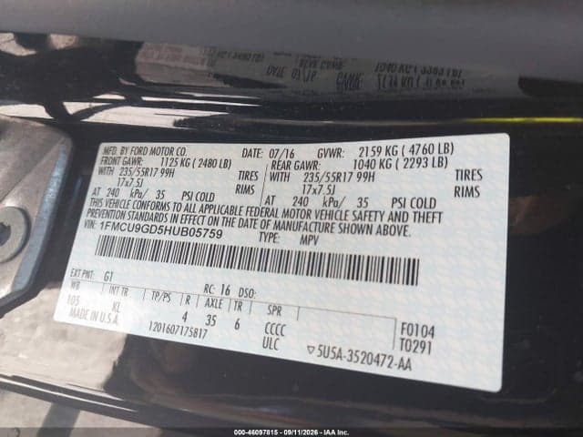 2017 FORD ESCAPE SE 9